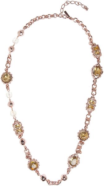 Oscar De La Renta Rose Gold Crystal Chain Necklace in Pink (rose) - Lyst