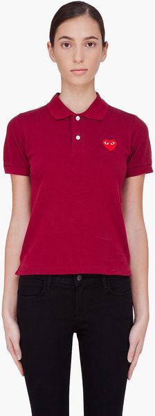Play Comme Des Garçons Burgundy Red Emblem Polo - Lyst