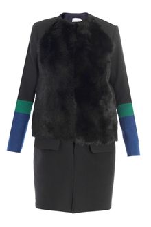 Preen Zora Scuba Wool and Sheep Skin Coat - Lyst