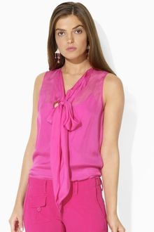 Ralph Lauren Blue Label Leona Silk Chiffon Top - Lyst