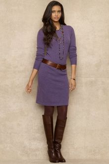 Ralph Lauren Blue Label Long Sleeved Crewneck Dress - Lyst