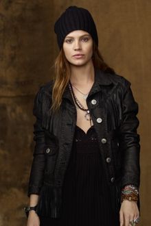 Ralph Lauren Fringed Cropped Leather Jacket - Lyst