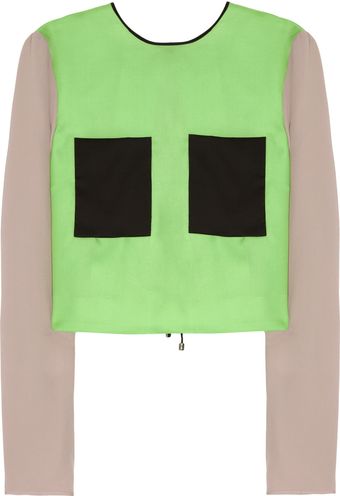 Roksanda Ilincic Colorblock Silk-twill Top - Lyst