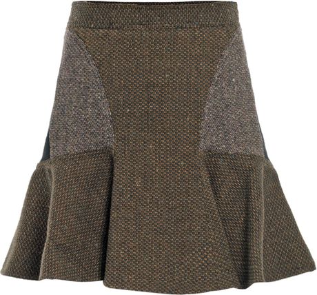 Stella Mccartney Patti Tweed Flippe Skirt in Brown (camel) - Lyst