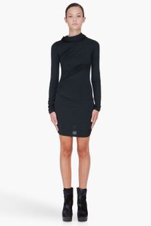 T By Alexander Wang Dark Green Hooded Drape Dress - Lyst
