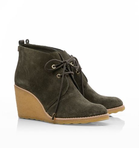 burch bootie vicki suede tory wedge olive mid