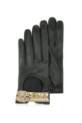 Valentino Rockstud Twotone Leather Gloves W Silk Lining
