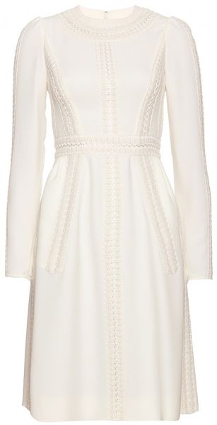 Valentino Silk Crepe Dress with Passements Appliqué Throughout - Lyst