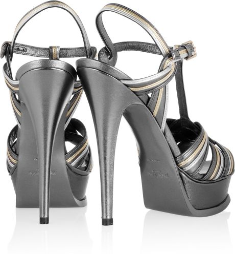 silver ysl tribute sandals