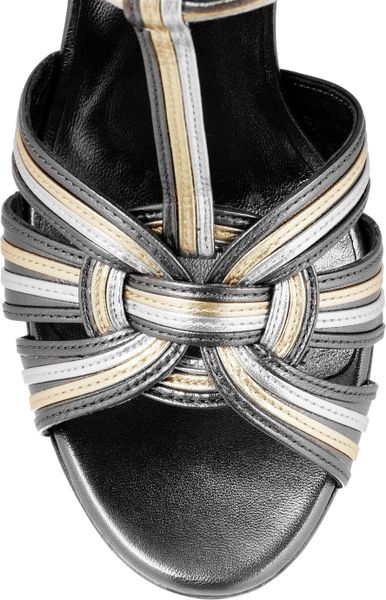 silver ysl tribute sandals