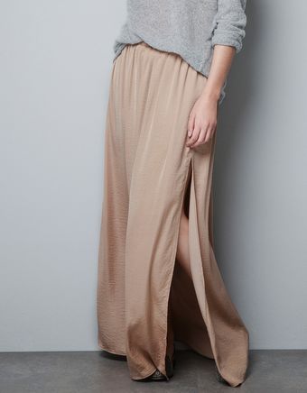 Zara Long Skirt with Splits - Lyst