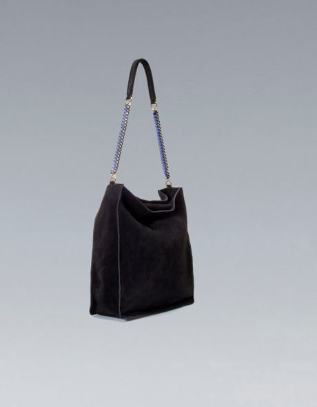 Zara Bucket Bag with Chain Handle in Black | Lyst