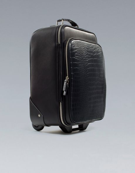 Zara Embossed Suitcase in Black for Men | Lyst