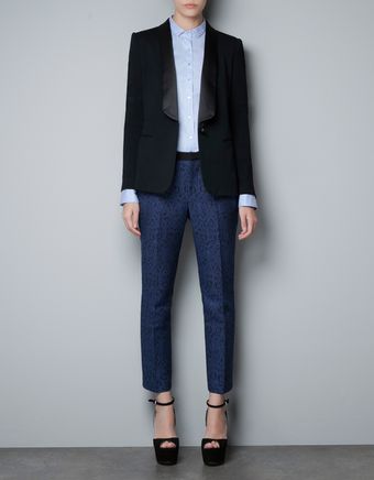 Zara Jogging Blazer with Silk Satin Tuxedo Collar - Lyst