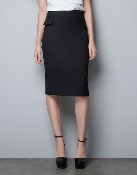 Zara Pencil Skirt with Side Panels in Black