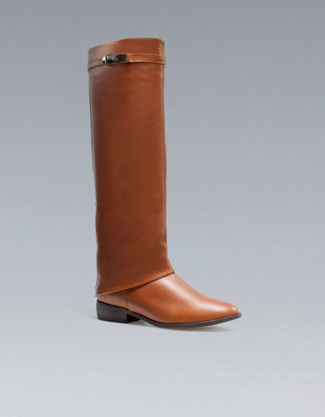 Zara Riding Boot in Brown | Lyst