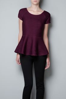 Zara Peplum Pin Tuck Top - Lyst