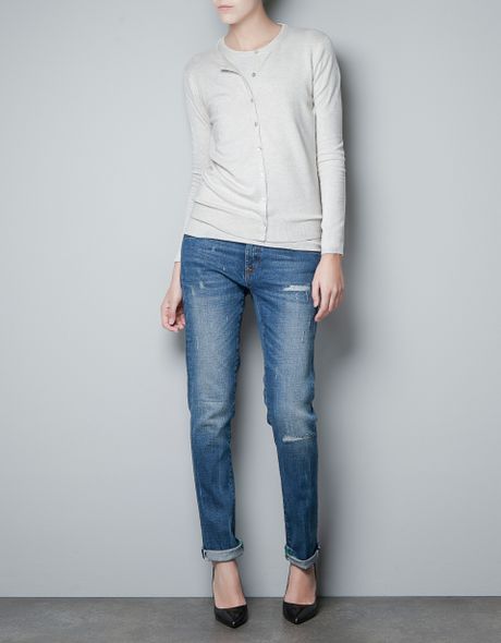 Zara Basic Cardigan in Beige (ecruvigore) | Lyst
