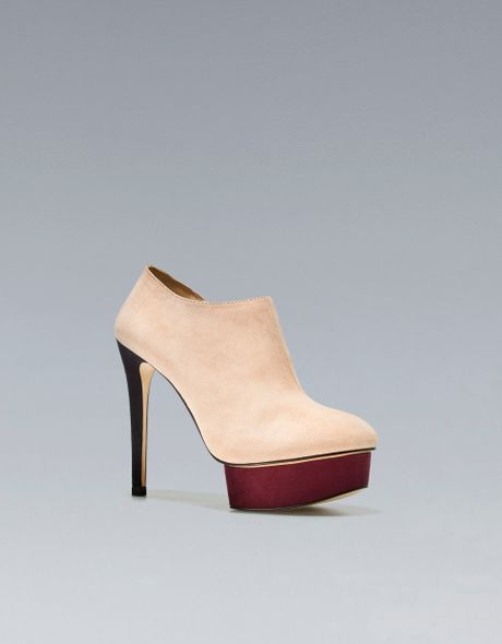 Zara High Heel Platform Ankle Boot in Beige (sand)