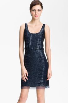 Adrianna Papell Beaded Mesh Cocktail Dress - Lyst