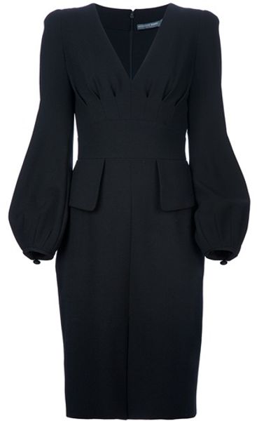 Alexander Mcqueen Fitted Dress in Black - Lyst