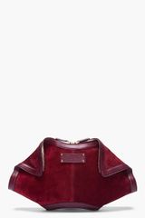 Alexander McQueen Oversize Burgundy Suede De Manta Clutch