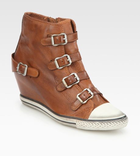 wedge sneakers tan