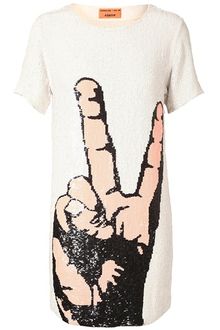 Ashish Handcrafted Peace Sign Sequin Tshirt Dress - Lyst