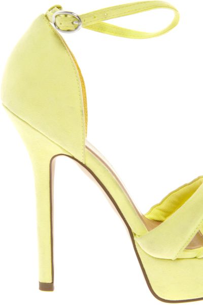 yellow chunky heel sandals