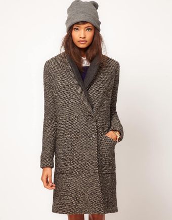 ASOS Collection  Rib Insert Crombie Coat - Lyst