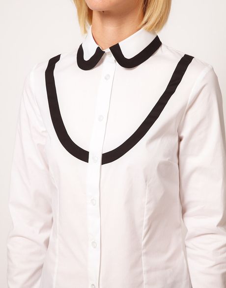 white peter pan collar top
