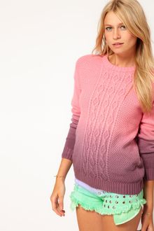 Asos Dip Dye Cable Jumper - Lyst