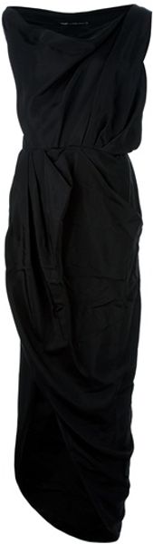 Balenciaga Draped Evening Gown in Black - Lyst