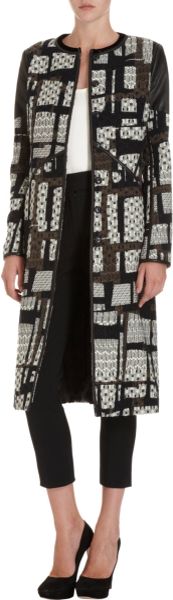 Bottega Veneta Jacquard Coat in Black - Lyst