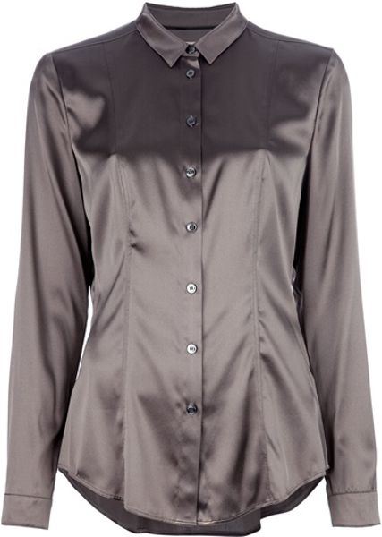 Burberry Silk Blouse in Gray (grey) - Lyst