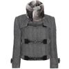 Burberry Prorsum Herringbone Jacket with Fur Collar in Gray (grey) - Lyst