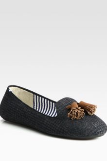 Charles Philip Shanghai Wool Tweed and Suede Tassel Smoking Slippers - Lyst