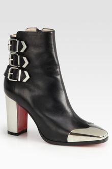 Christian Louboutin Chelita Leather Metal Wingtip Ankle Boots - Lyst