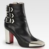Christian Louboutin Chelita Leather Metal Wingtip Ankle Boots in Black - Lyst