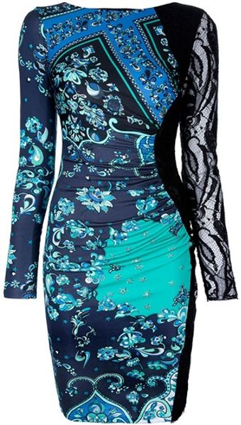 Emilio Pucci Printed Dress in Black - Lyst