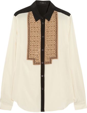 Etro Beaded Stretchsilk Blouse - Lyst