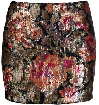 Haute Hippie Floral Sequin Mini Skirt - Lyst