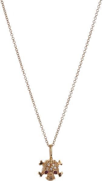 Ileana Makri Diamond Ruby Skull Pendant Necklace - Lyst