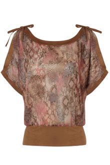 Jane Norman Snake Print Split Sleeve Top - Lyst