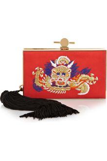Jason Wu Daphne Embroidered Satin and Metal Box Clutch - Lyst