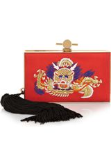 Jason Wu Daphne Embroidered Satin and Metal Box Clutch