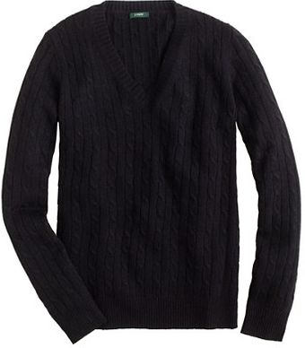J.Crew Cambridge Cable Vneck Sweater - Lyst