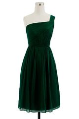 J.Crew Petite Lucienne One Shoulder Dress in Silk Chiffon