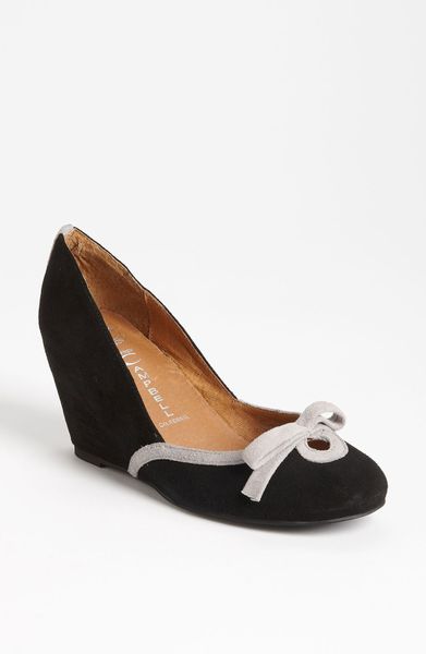Jeffrey Campbell Ladylike Wedge Pump in Black (black suede/ grey suede) - Lyst