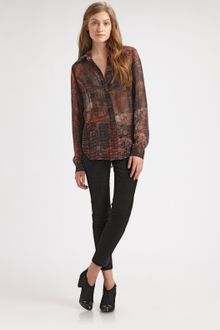 L'Agence Plaid Silk Blouse - Lyst
